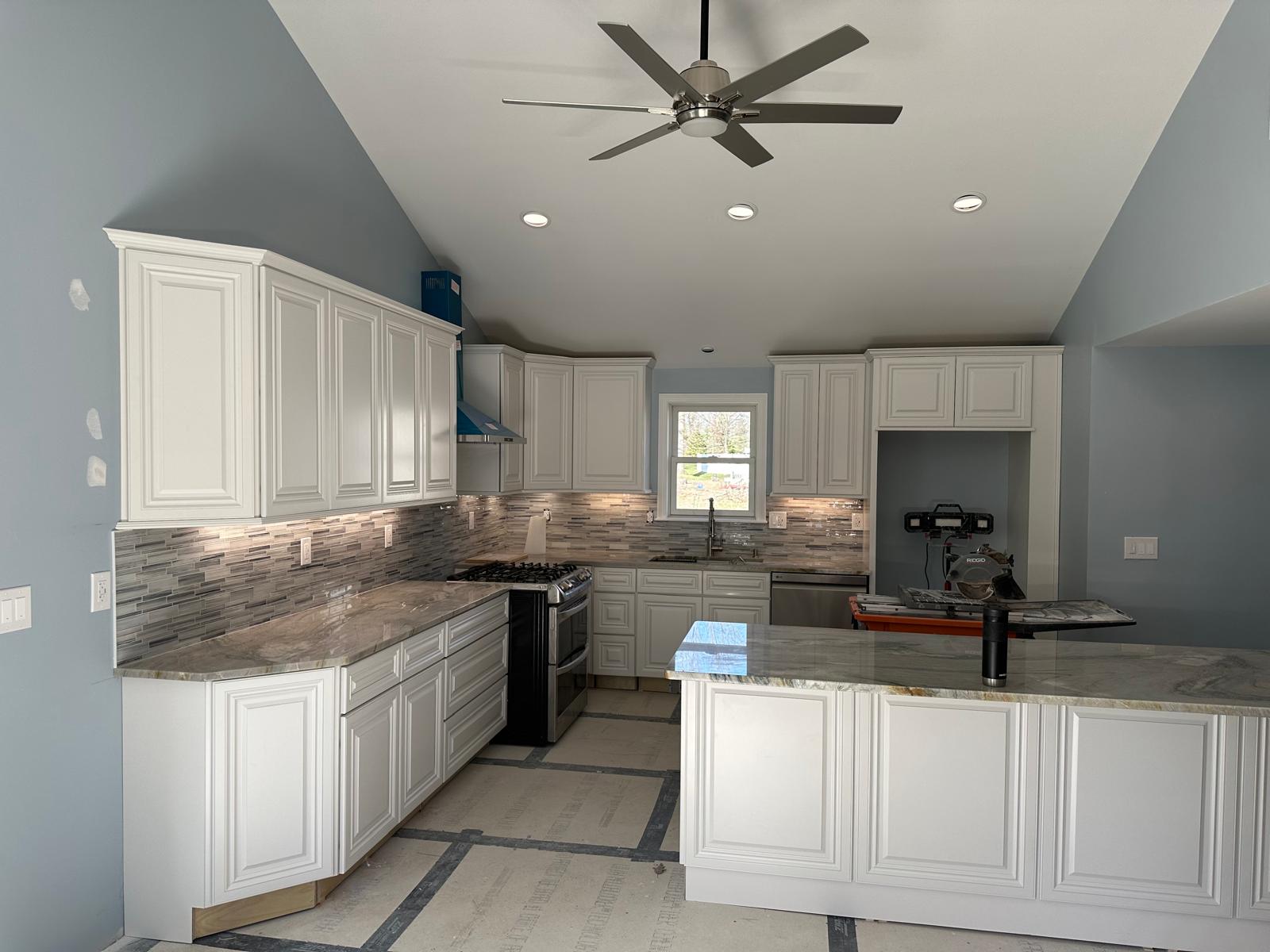 Custom kitchen with vaulted ceiling